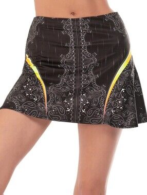 Lucky In Love NEW Black Paisley For You Active Skirt Skort SZ Large Pickleball